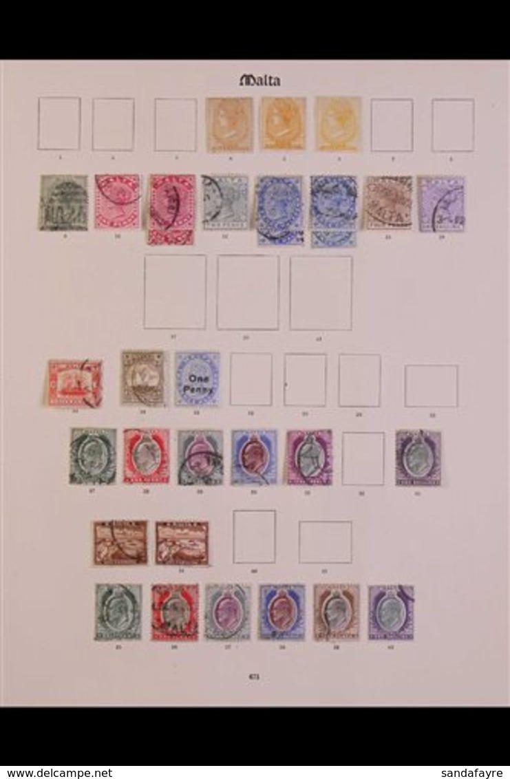 1863-1935 OLD TIME COLLECTION.  A Most Useful Old Time Mint And Fine Used Range Presented On Imperial Album Printed Page - Malta (...-1964)
