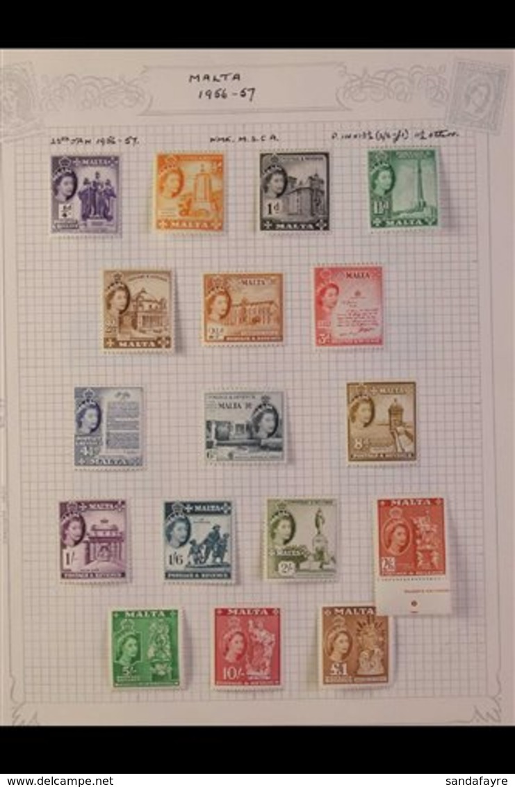 1954-69 FINE MINT COLLECTION  Neat Range On Album Pages, Largely Complete From 1956 Defins Set To 1969 Gandhi, Includes  - Malta (...-1964)