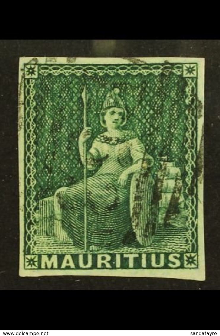 1858  (4d) Green, SG 27, Superb Used With Large Even Margins All Round Clear Proof Like Impression And Crisp, Light  Bar - Mauritius (...-1967)