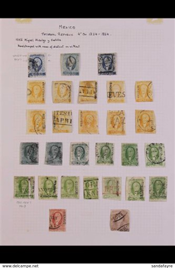 1856-1861 USED HIDALGO COLLECTION CAT $1850+.  A Most Attractive Selection Of Hidalgo "Earlies" With District, Shade & P - Mexico