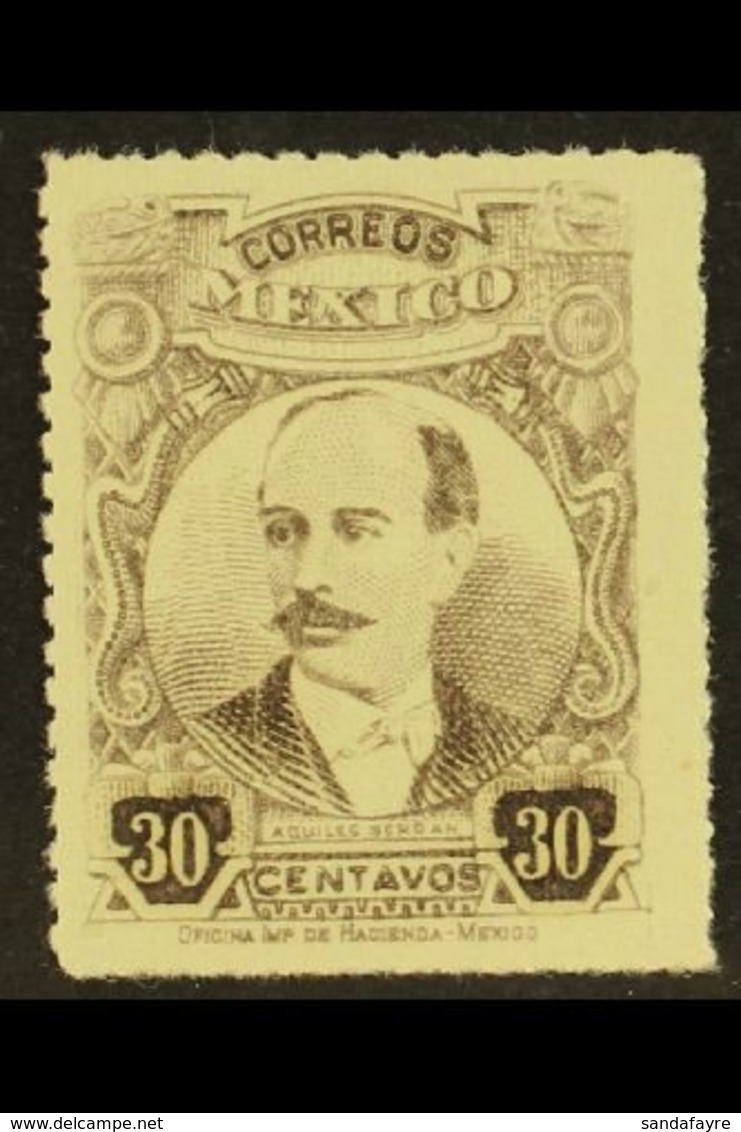 1917-20  30c Grey-brown Serdan Rouletted 14½ (Scott 616, SG 400), Fine Never Hinged Mint, Fresh. For More Images, Please - Mexico