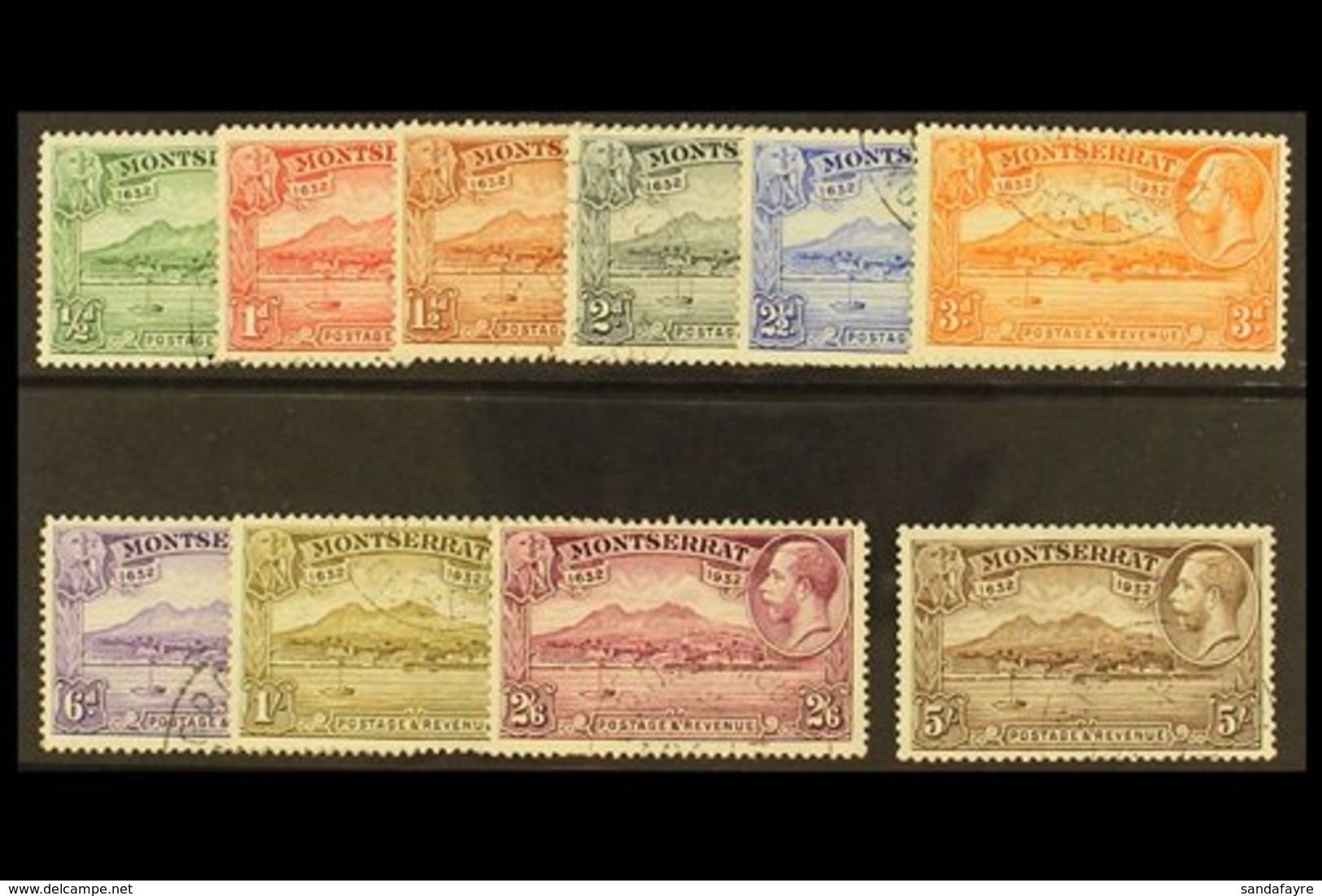 1932  300th Anniv. Of Settlement Set Complete, SG 84/93, Each Cancelled By MADAME JOSEPH Forged Plymouth Cds Of 13th May - Montserrat