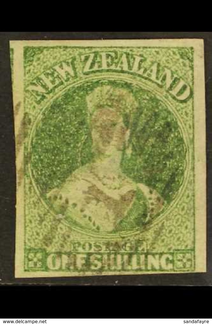 1864  1s Green, Imperf, Wmk "N Z", SG 100, Very Fine Used With Clear To Enormous Margins. For More Images, Please Visit  - Sonstige & Ohne Zuordnung