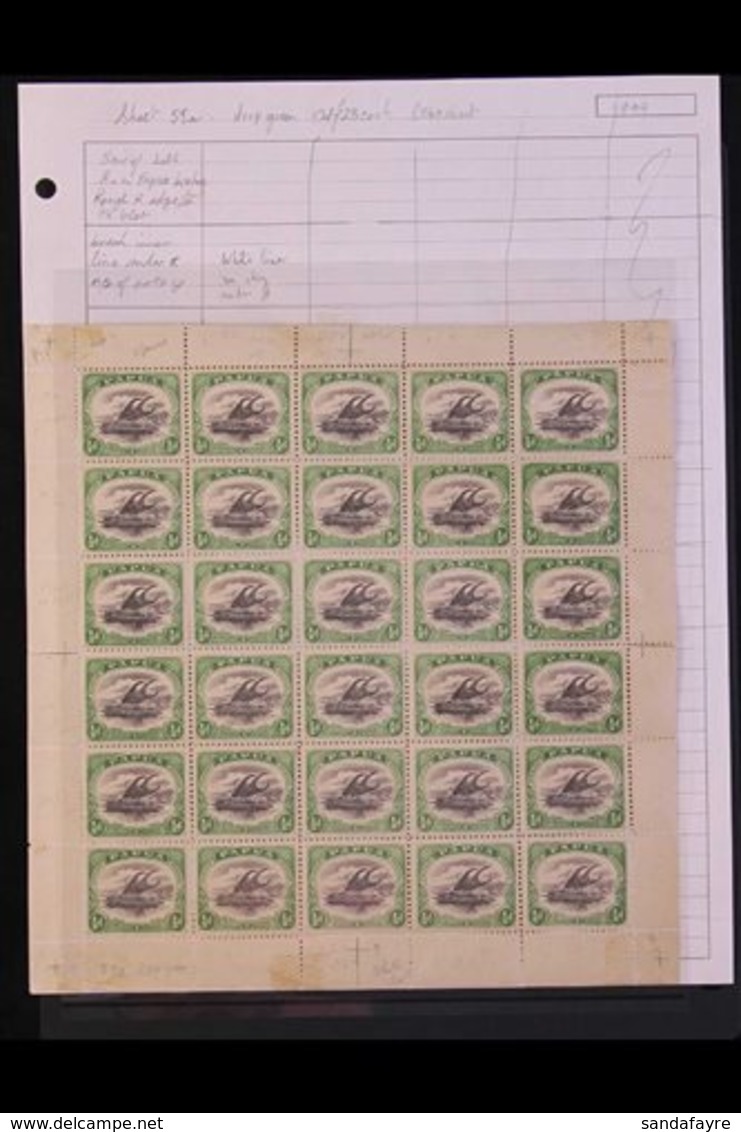 1907-10  ½d Black & Deep Green Small 'PAPUA' Wmk Sideways Perf 11, SG 59a, Scarce Mint COMPLETE SHEET Of 30 Showing 'Pol - Papua-Neuguinea