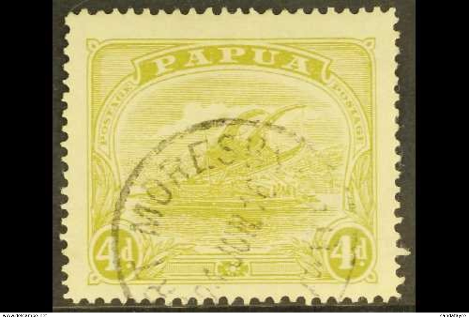 1911-15  4d Pale Olive-green, Watermark Crown To Right, SG 88w, Fine Port Moresby Cds Used. For More Images, Please Visi - Papua-Neuguinea