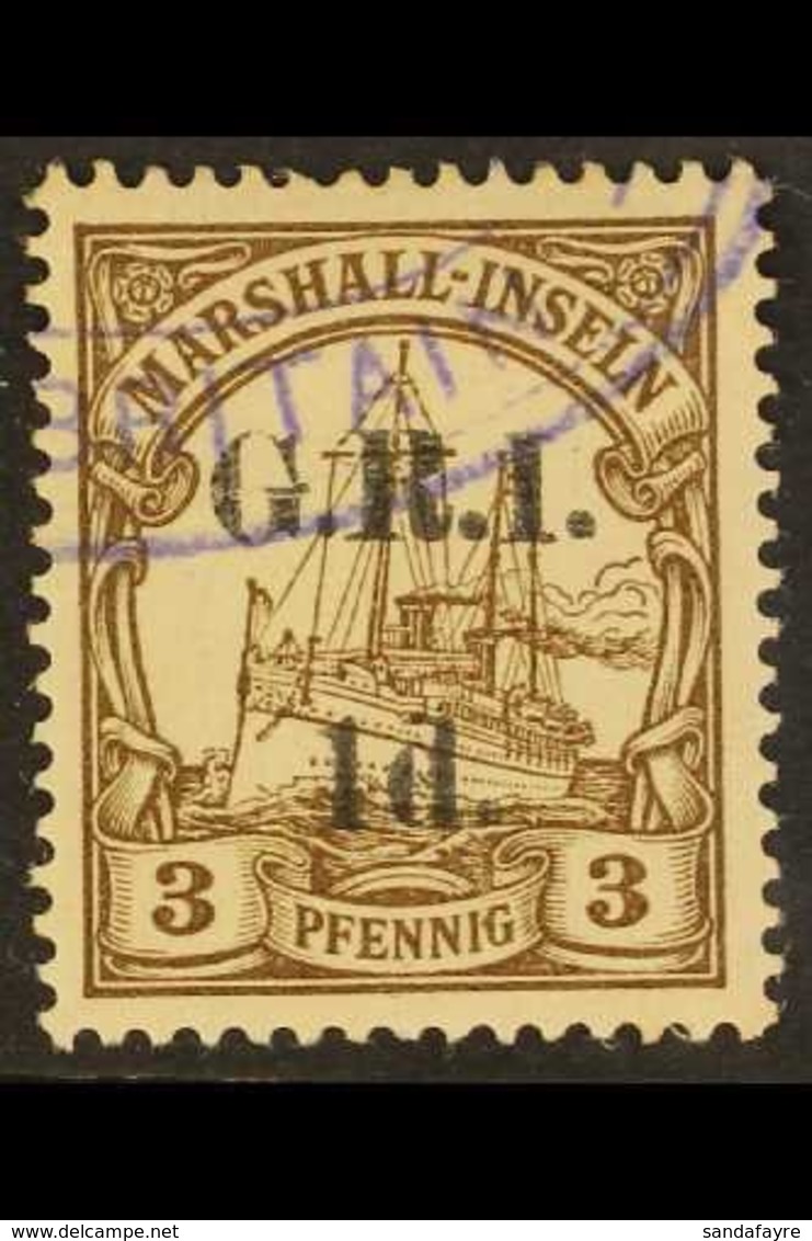 AUSTRALIAN OCCUPATION  1914 1d On 3pf Brown "G.R.I." Overprint On Marshall Islands, SG 50, Very Fine Used, Fresh. For Mo - Papua-Neuguinea