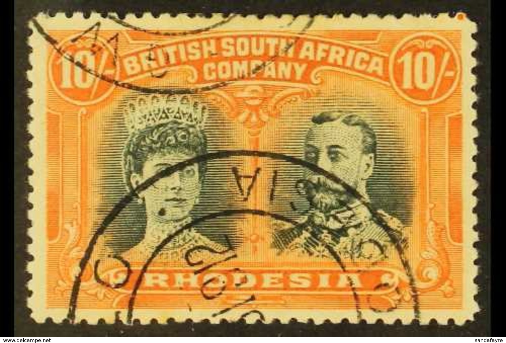 1910-13  10s Deep Myrtle And Orange Perf 14 Double Head, SG 163, Very Fine Used. For More Images, Please Visit Http://ww - Other & Unclassified