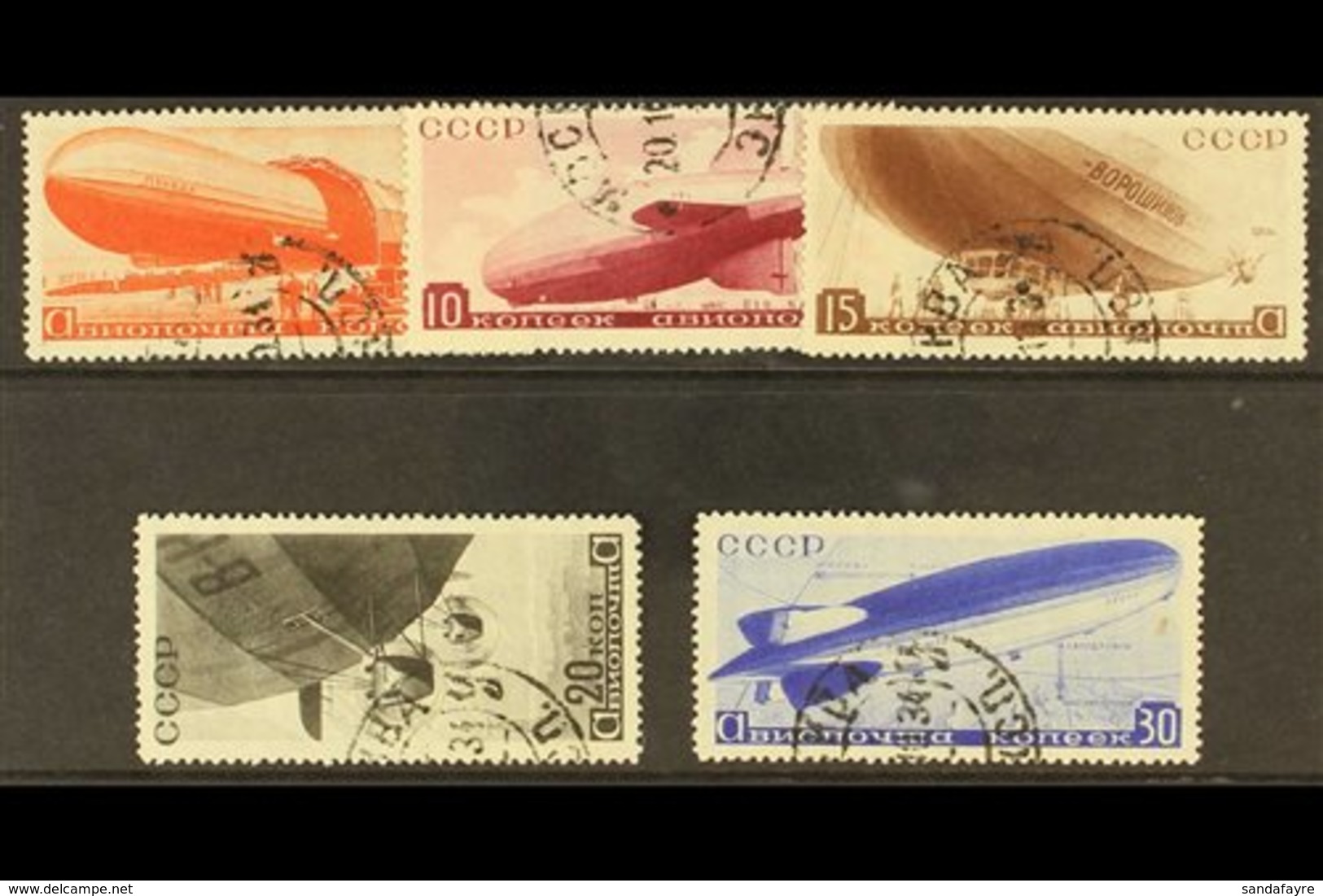 1934  Airship Propaganda Set, SG 662/6, Very Fine Used. (5 Stamps) For More Images, Please Visit Http://www.sandafayre.c - Other & Unclassified