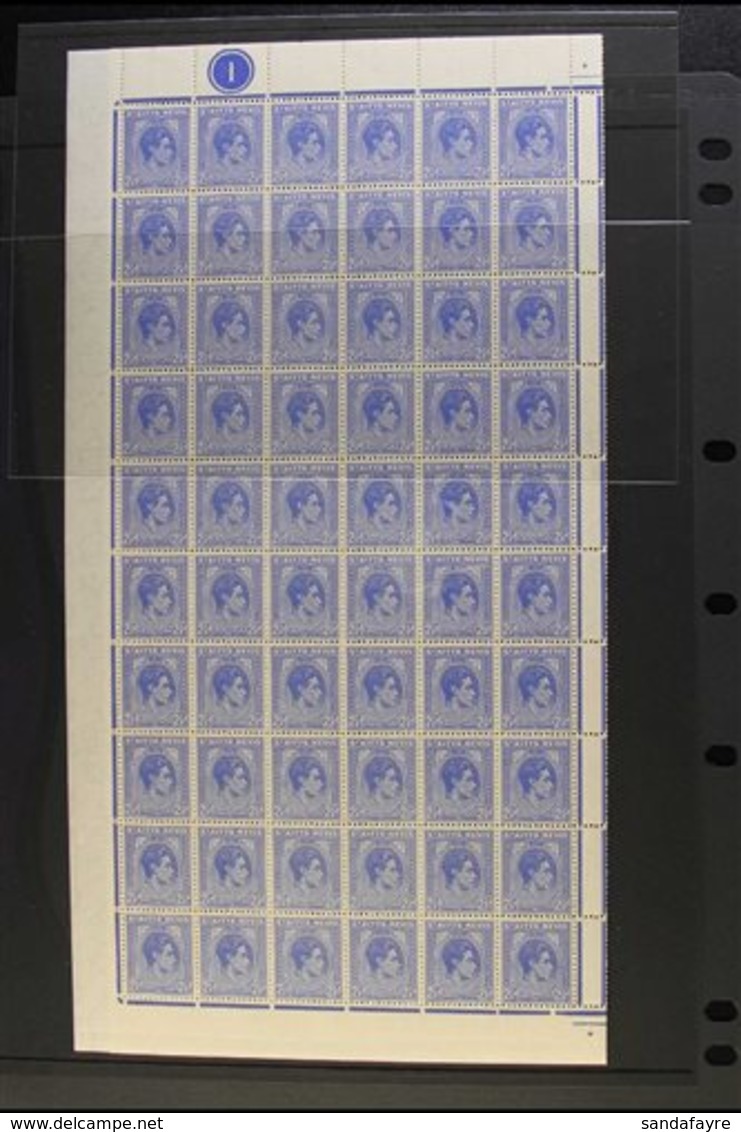 1938-50  2½d Bright Ultramarine, SG 72a, Plate 1, COMPLETE NHM SHEET With Full Margins All Round. (120 Stamps) For More  - St.Kitts And Nevis ( 1983-...)