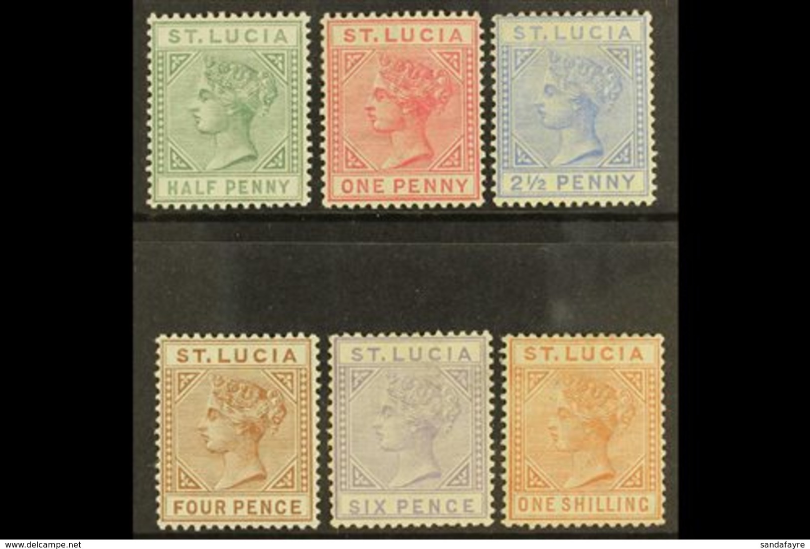 1883-86  Die I, Crown CA Watermark, Perf 14 Complete Set, SG 31/6, Some Tiny Imperfections, 6d With BPA Cert, Fine Mint  - St.Lucia (...-1978)