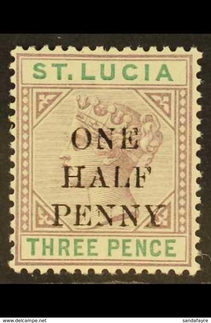 1891-92  "ONE HALF PENNY" Surcharge On 3d Dull Mauve And Green, Die II, SG 56, Very Fine Mint. For More Images, Please V - St.Lucia (...-1978)