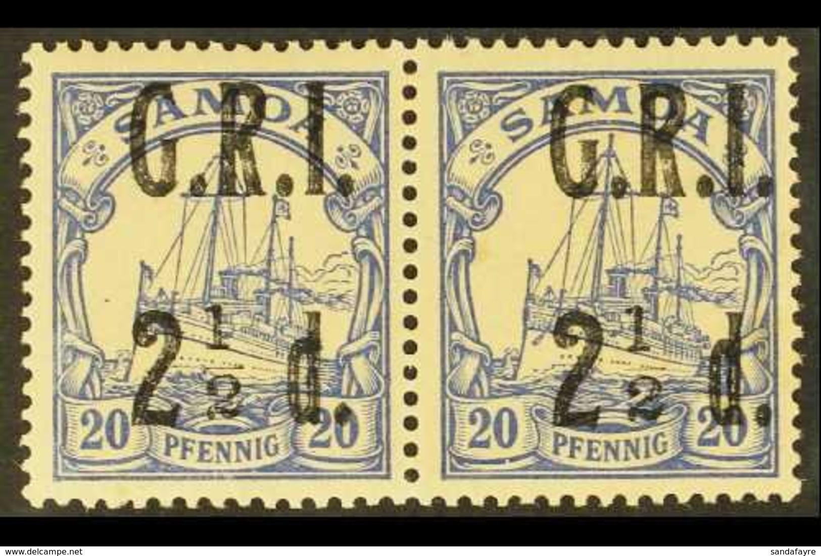 1914  German Colonial 2½d On 20pf Ultramarine PAIR, SG 104, Fine Mint (2 Stamps) For More Images, Please Visit Http://ww - Samoa