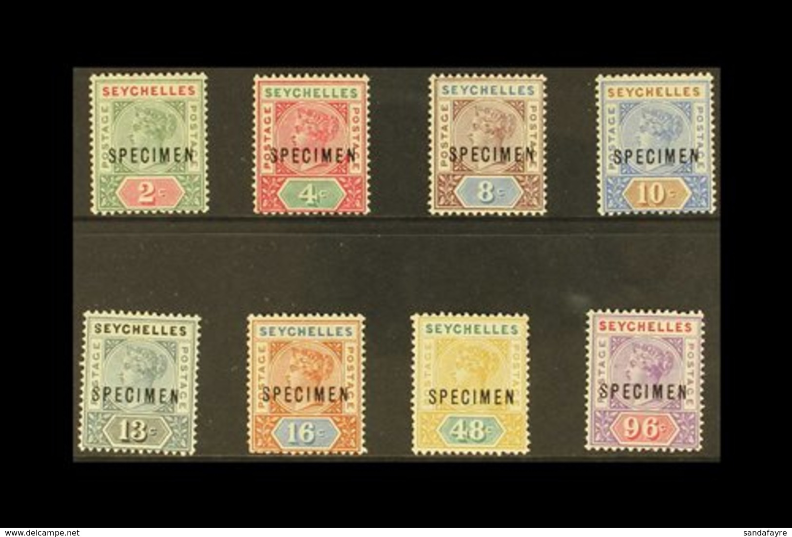 1890  Complete Die I Set Overprinted "SPECIMEN", SG 1/8s, Very Fine Mint. (8 Stamps) For More Images, Please Visit Http: - Seychelles (...-1976)