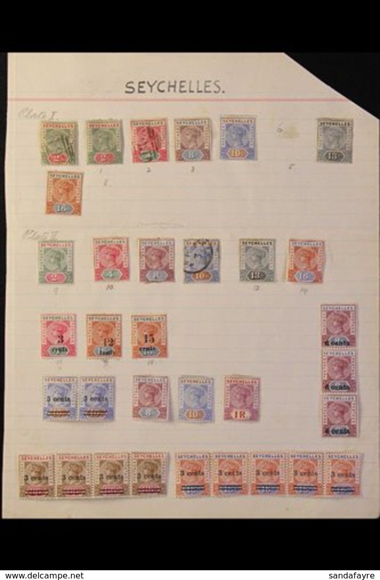 1892-1946 OLD MOSTLY MINT COLLECTION  On Leaves, Includes 1890-92 Die I Most Vals To 16c Mint, & Die II Set Mint, 1893 S - Seychelles (...-1976)