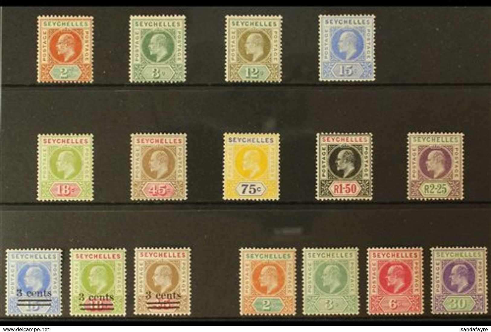 1903-06 KEVII MINT SELECTION  Presented On A Stock Card That Includes 1903 CA Wmk Range With Most Values To 2r25, 1903 S - Seychelles (...-1976)