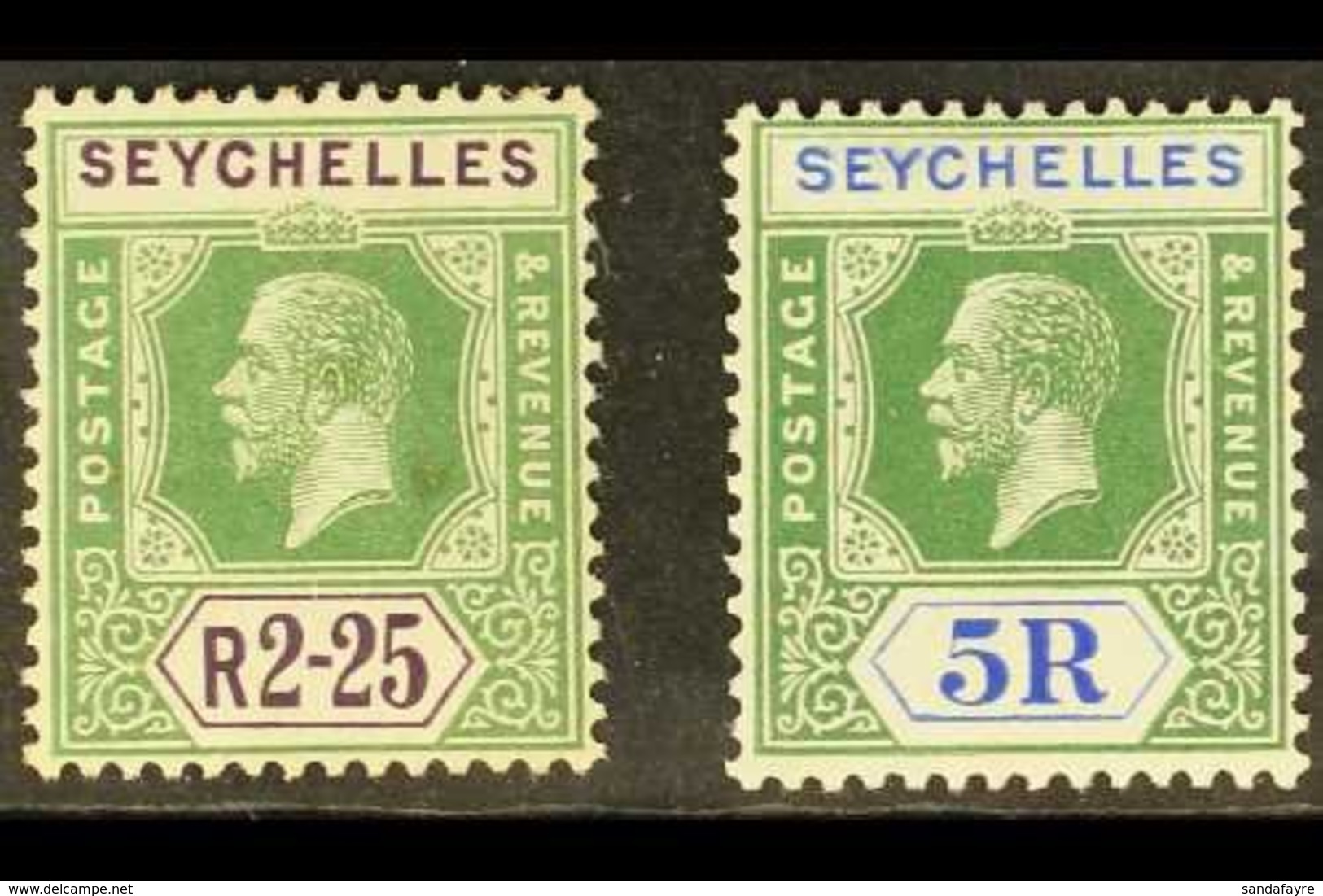 1921-32  KGV 2R25 And 5R Top Values, SG 122/23, Very Fine Mint. (2 Stamps) For More Images, Please Visit Http://www.sand - Seychelles (...-1976)