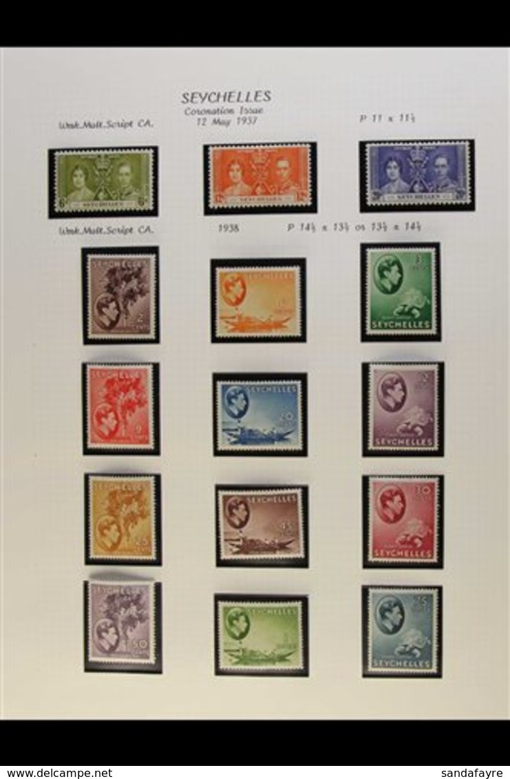 1937-52 KGVI FINE MINT COLLECTION  Complete Basic Run Of KGVI Issues Plus Additional Shades Or Papers Of 1938/49 Defins, - Seychelles (...-1976)