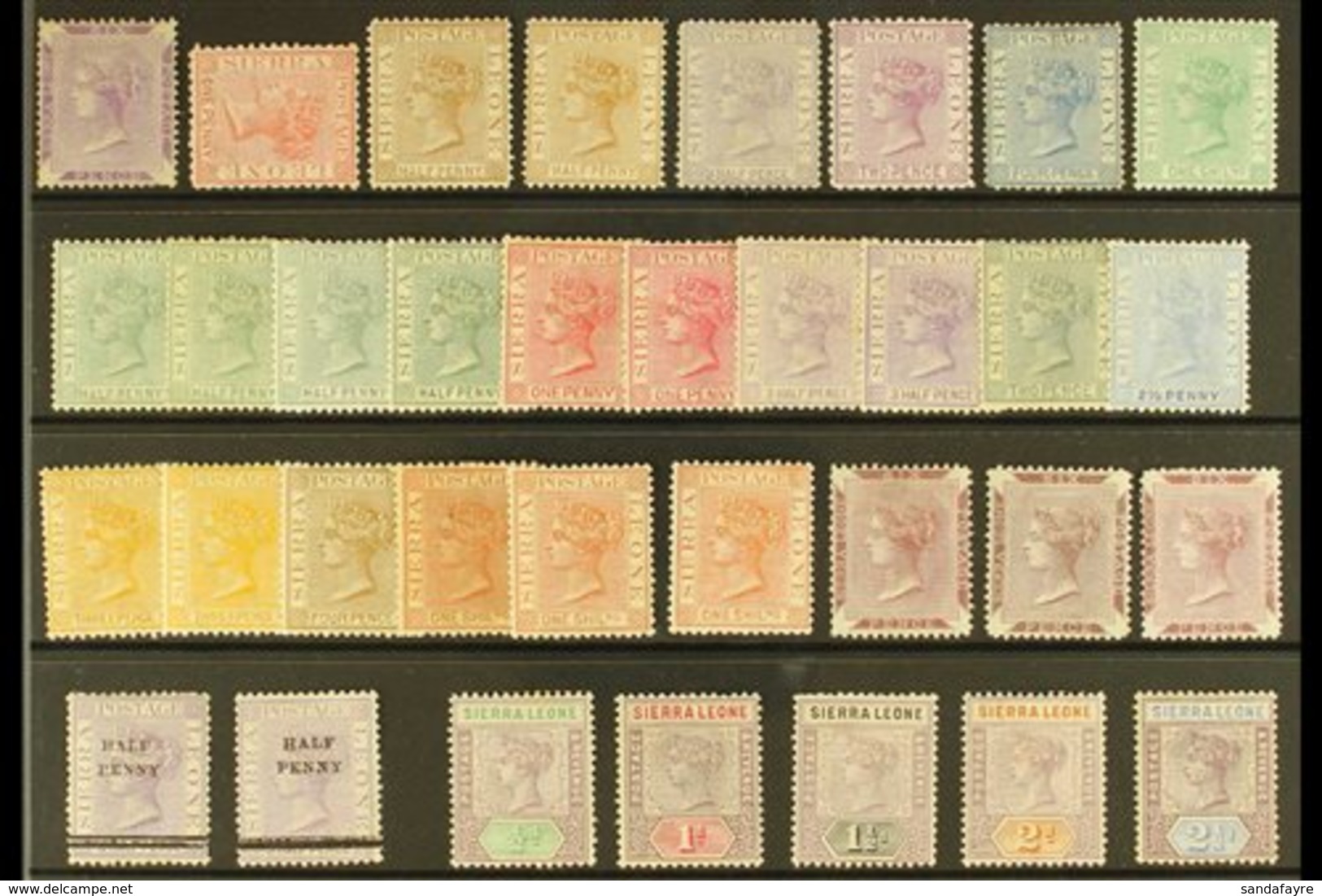 1859-97 MINT / UNUSED QV COLLECTION  Presented On A Stock Card. Includes 1859 No Wmk Reddish Lilac (SG 4) Mint, 1872-73  - Sierra Leone (...-1960)