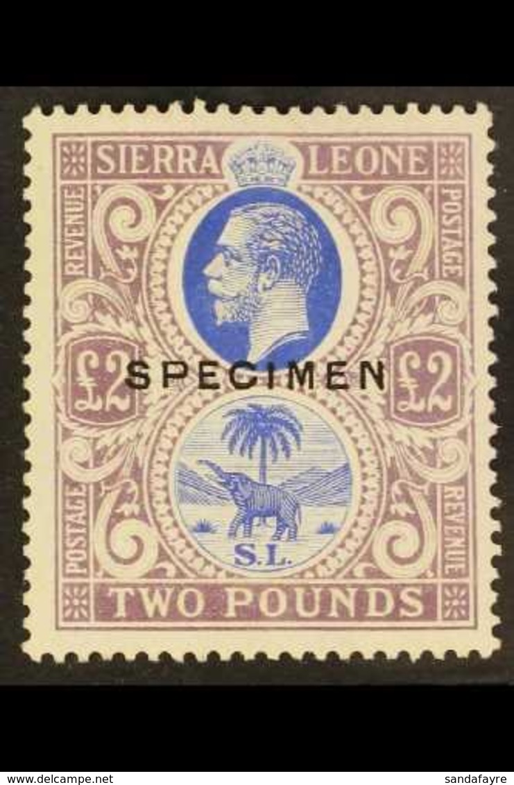 1921-27  £2 Blue And Dull Purple Opt'd "SPECIMEN", SG 147s, Never Hinged Mint. Very Scarce In This Condition. For More I - Sierra Leone (...-1960)