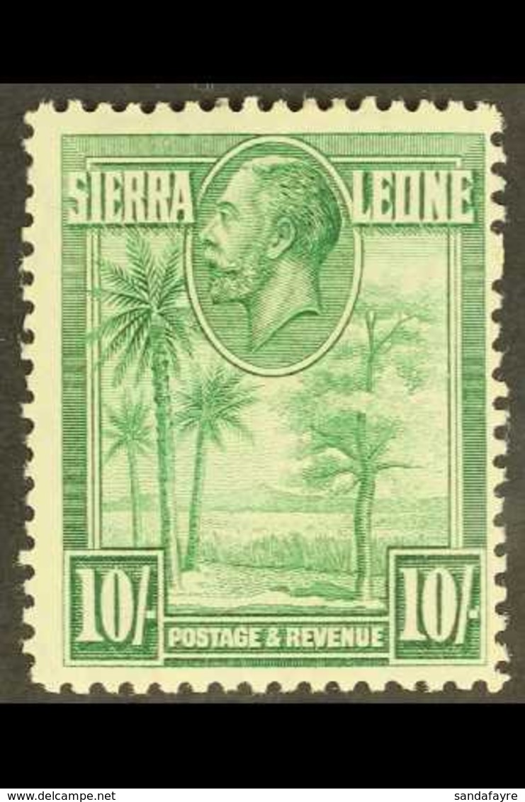1932  10s Green "Palms And Cola Tree", SG 166, Fine Mint. For More Images, Please Visit Http://www.sandafayre.com/itemde - Sierra Leone (...-1960)