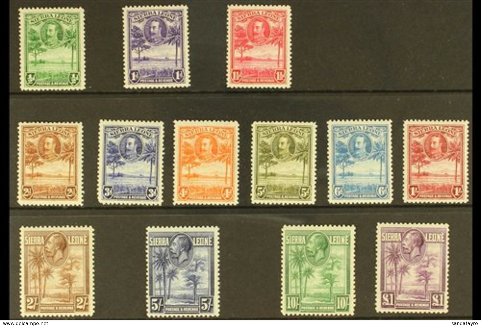 1932  Pictorial Definitive Set, SG 155/67, 10s (SG 166) Some Light Gum Tone, The Rest, Very Fine Mint (13 Stamps) For Mo - Sierra Leone (...-1960)