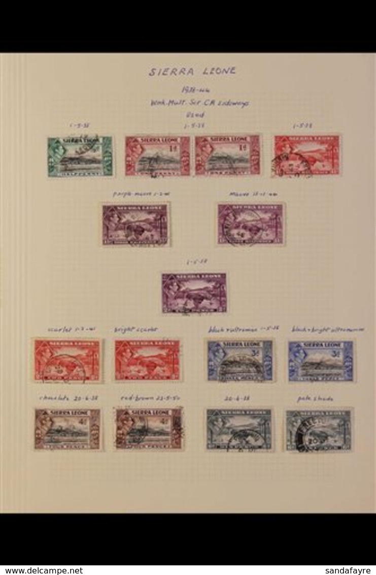 1938-44  KGVI Definitive Set On Album Pages, In An Original 1970s Auction Folder, With The Set Fine Used, Plus 5d Block  - Sierra Leone (...-1960)