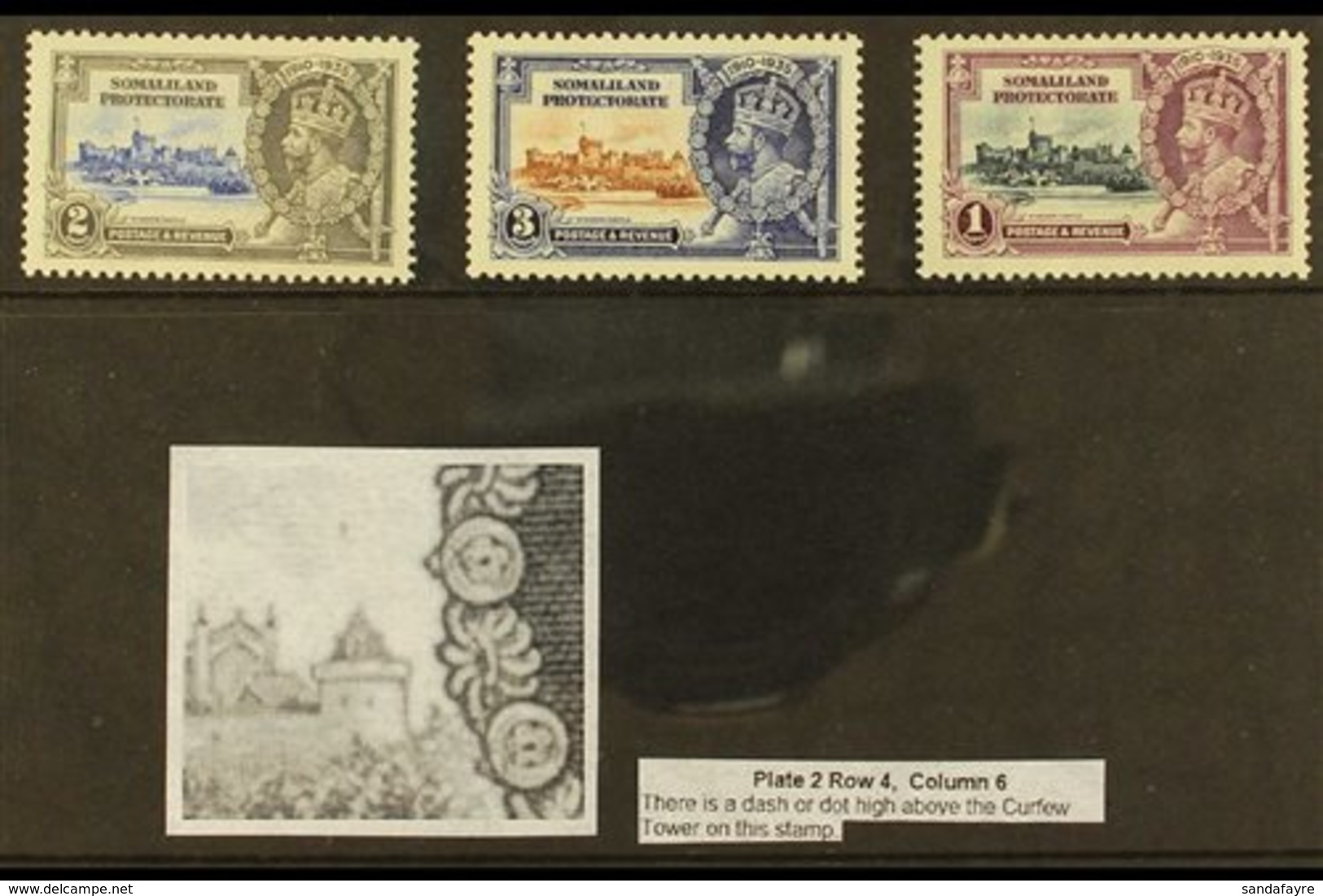 1935 MATCHING JUBILEE VARIETIES.  2a, 3a & 1r Silver Jubilee (SG 87/89), Very Fine Mint, All Showing DASH OR DOT HIGH AB - Somaliland (Herrschaft ...-1959)