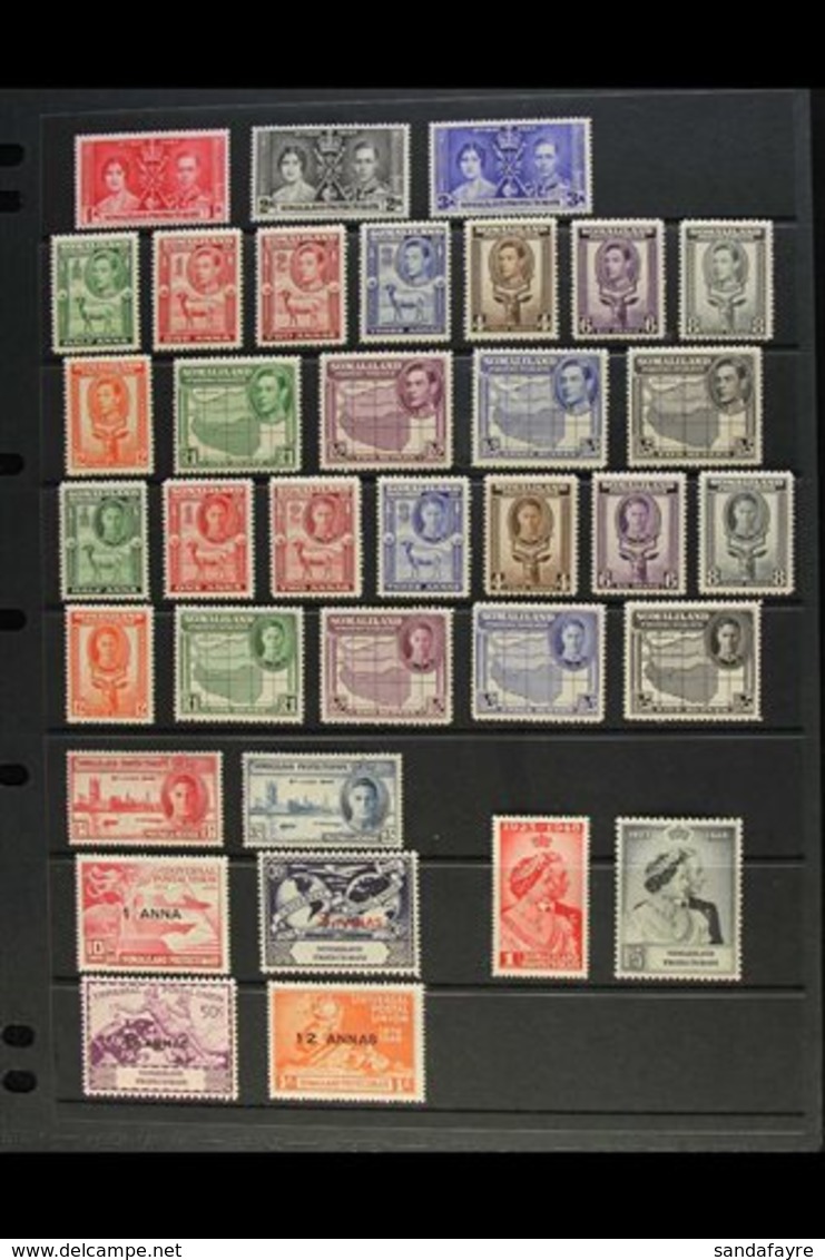 1937-1951 KGVI PERIOD COMPLETE VERY FINE MINT  A Delightful Complete Basic Run, SG 90 Through To SG 135. Fresh And Attra - Somaliland (Herrschaft ...-1959)