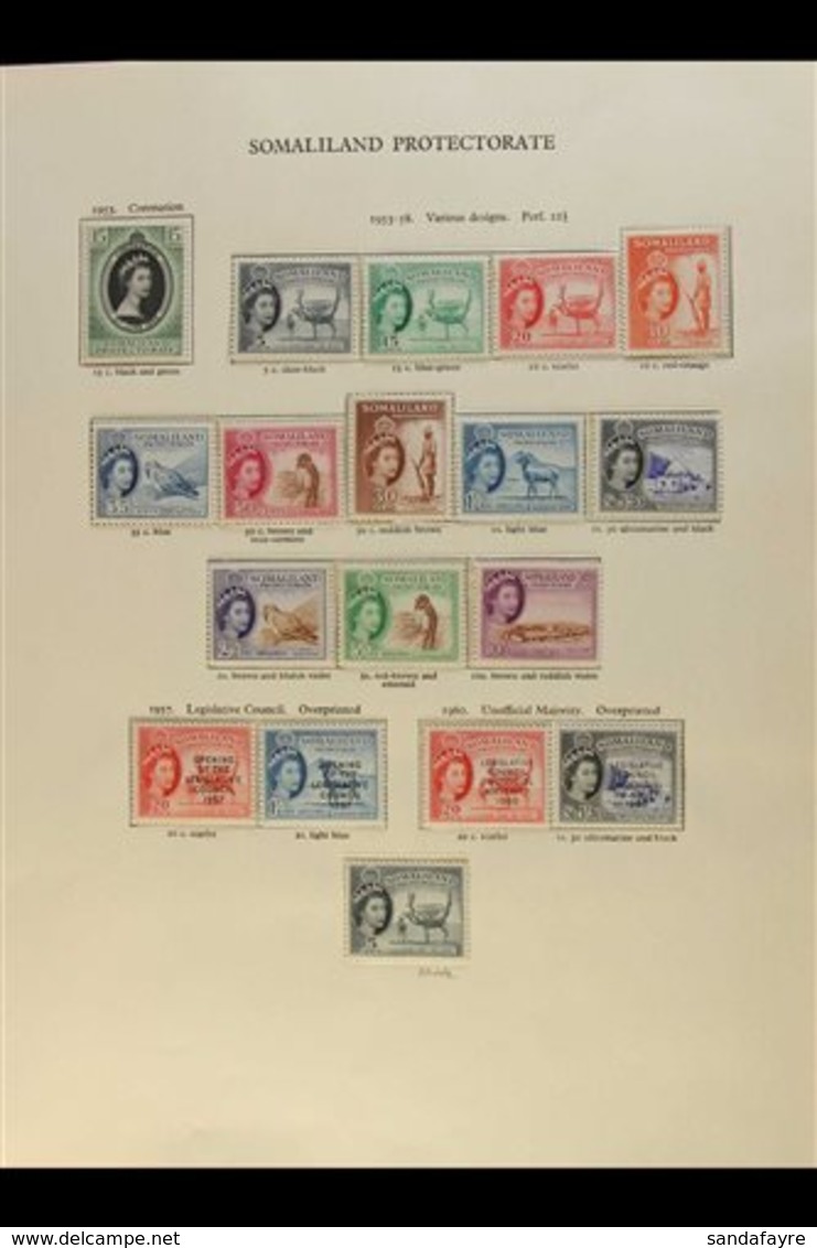 1953-1960 COMPLETE NHM QEII COLLECTION  Presented On A  "New Age" Printed Page, SG 136/52. Lovely (18 Stamps) For More I - Somaliland (Protectorate ...-1959)