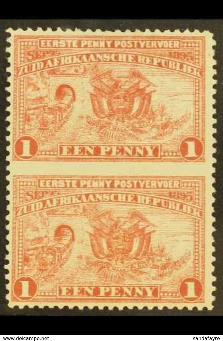 TRANSVAAL  1895 1d Red Introduction Of Penny Postage IMPERF. BETWEEN VERTICAL PAIR, SG 215ca, Very Fine Mint. For More I - Unclassified