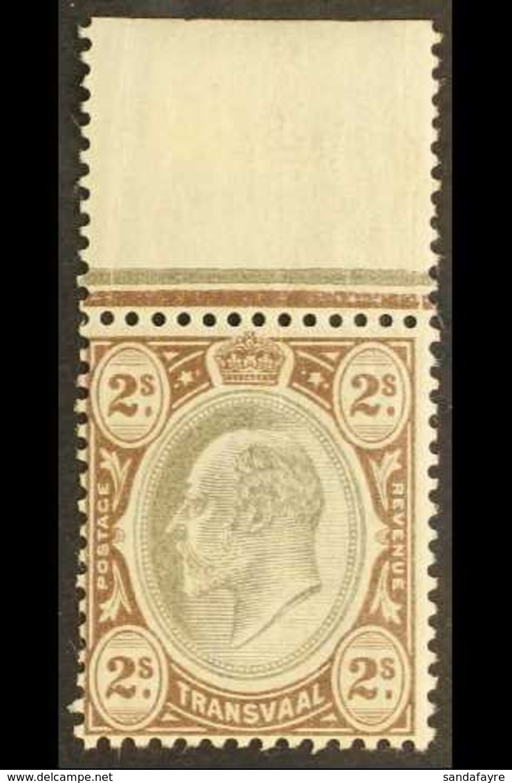 TRANSVAAL  1902 KEVII 2s Black And Brown, SG 252, Mint Upper Marginal, The Stamp Never Hinged. For More Images, Please V - Ohne Zuordnung