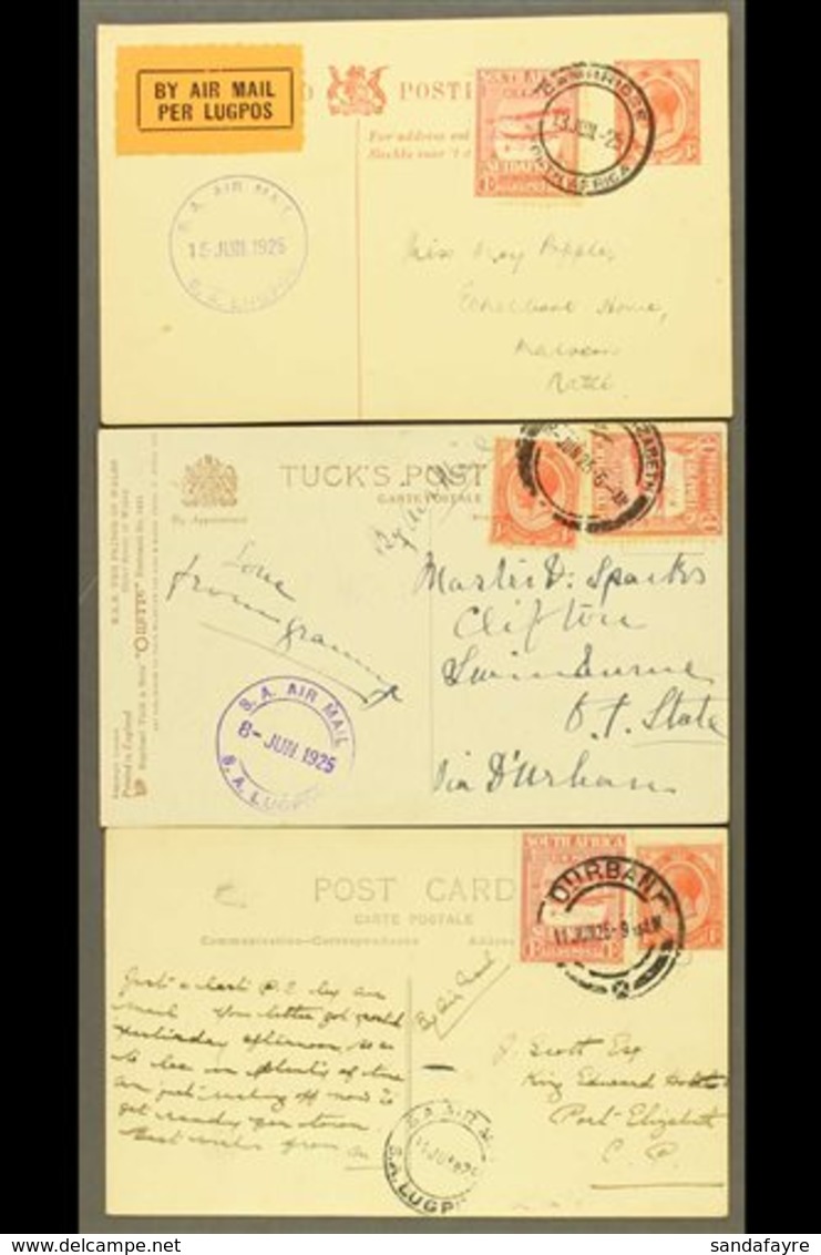 1925  (June) Three Airmail Postcards, One 1d Postal Stationery Card & Two Bearing 1d KGV Stamp, Plus All With 1d Air Sta - Ohne Zuordnung