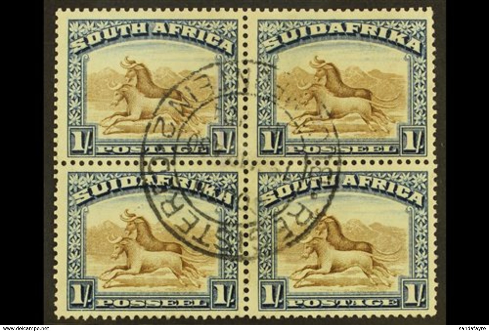 1927-30  1s Brown& Deep Blue, Perf.14, BLOCK OF 4, SG 36, Superb Used With Central C.d.s., Ink Marks On Reverse, But Do  - Ohne Zuordnung