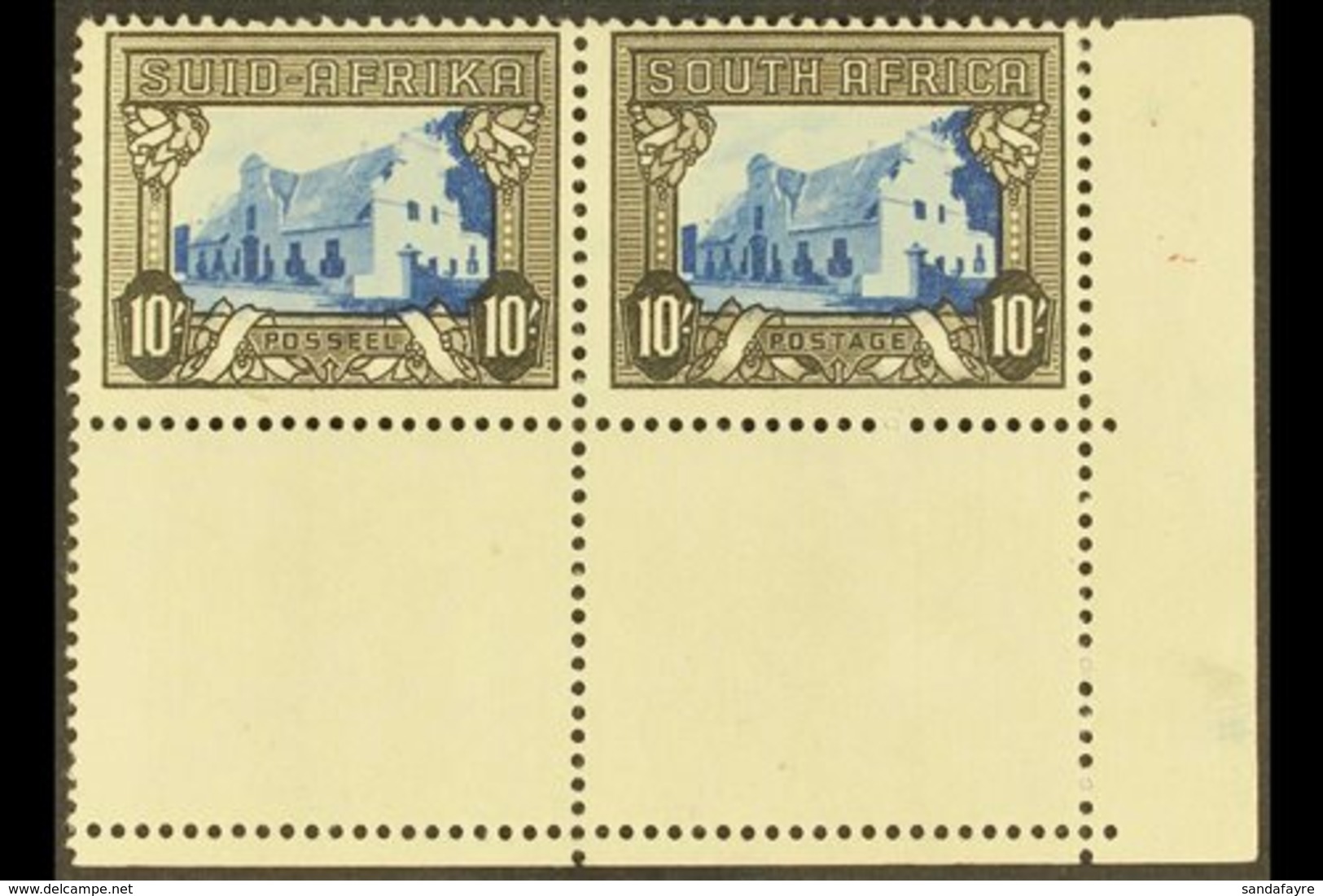 1933-48  10s Blue & Blackish Brown, SG 64c, Corner Marginal Pair, Never Hinged Mint For More Images, Please Visit Http:/ - Ohne Zuordnung