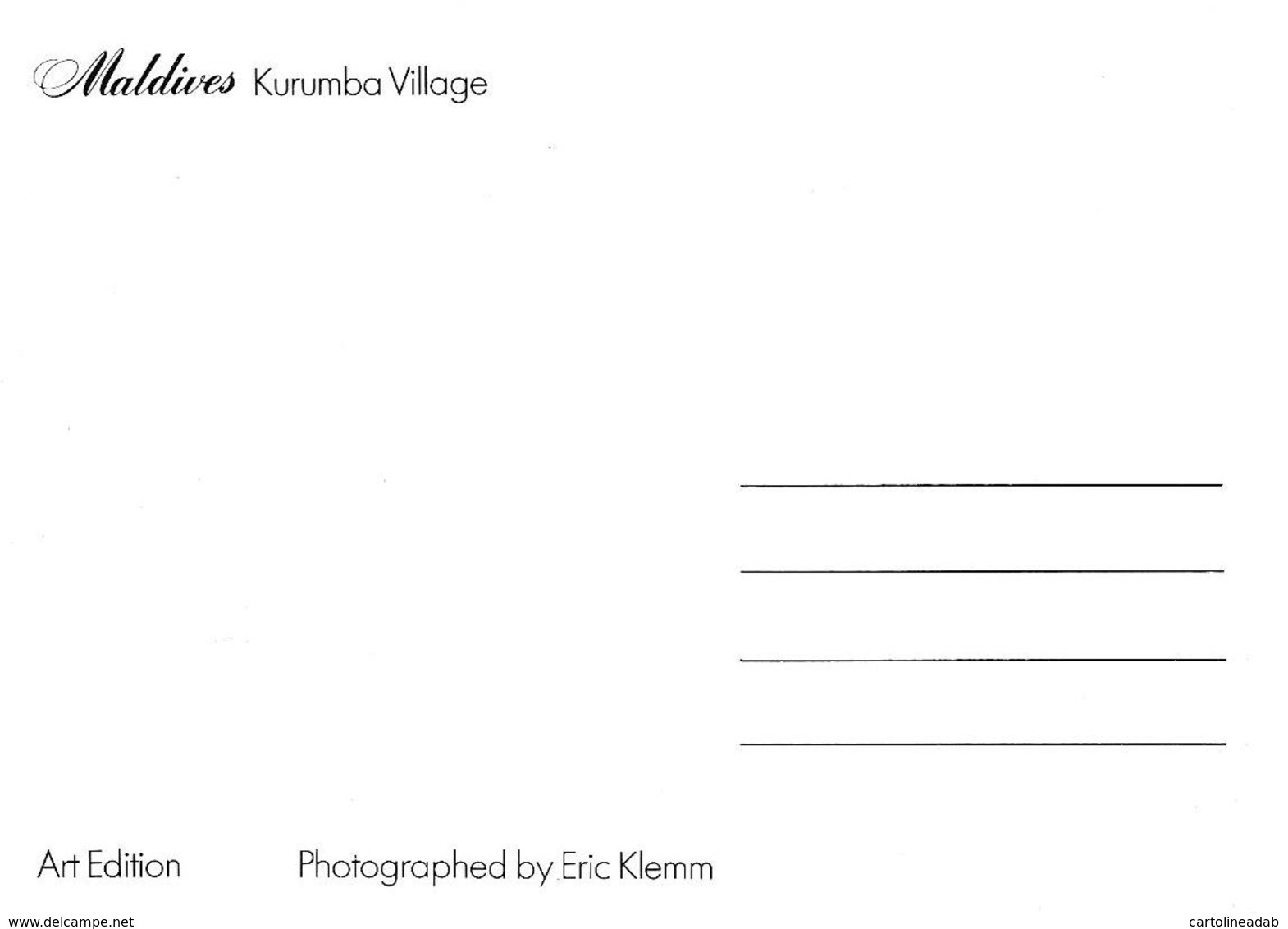 [MD3003] CPM - MALDIVE - KURUMBA VILLAGE - ART EDITION - BY ERIC KLEMM - Non Viaggiata - Maldiven