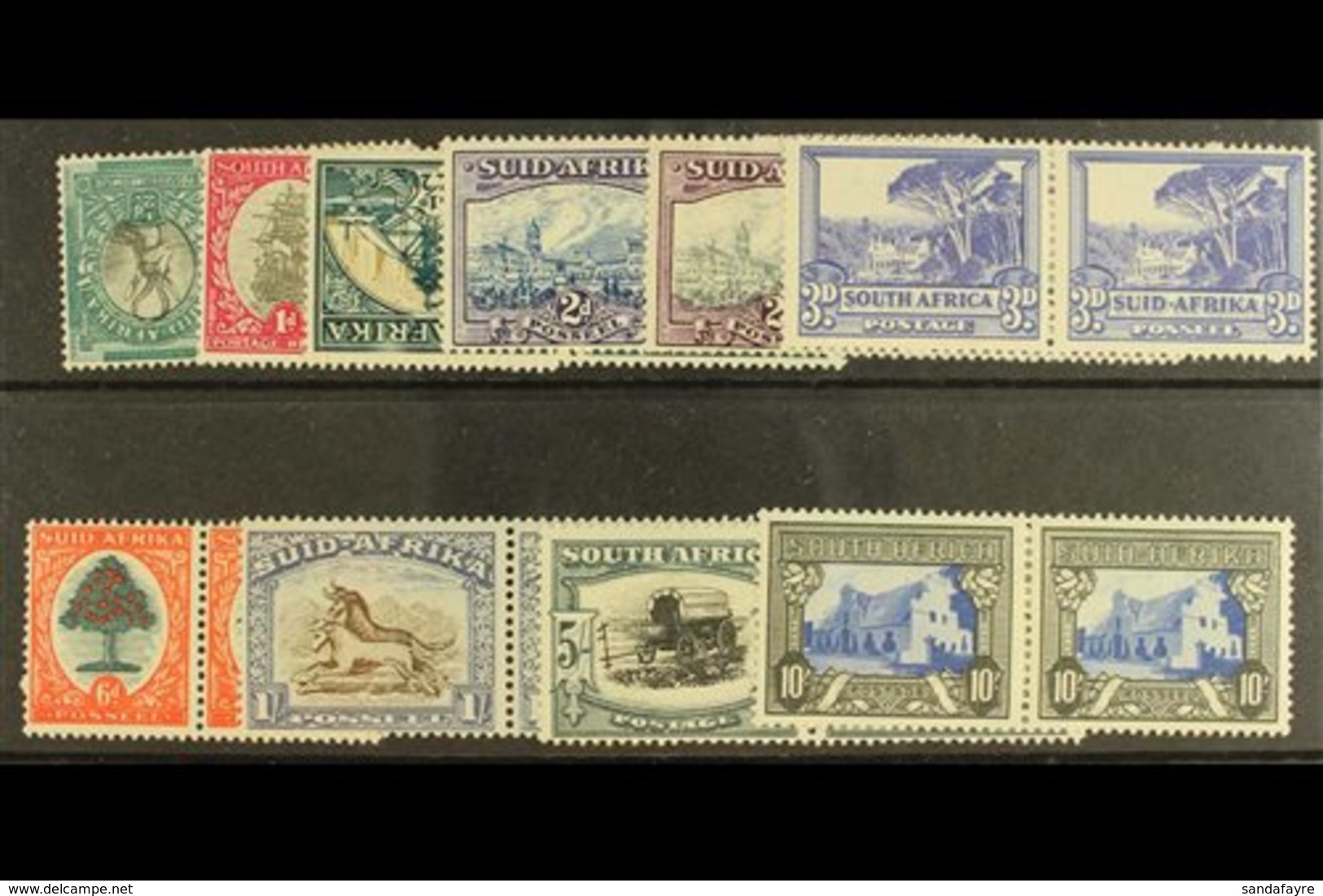 1933-48  Hyphenated Pictorial Definitives, Complete Basic Set In Horizontal Pairs, SG 54/9, 61d/64ca, Very Fine Mint (10 - Unclassified