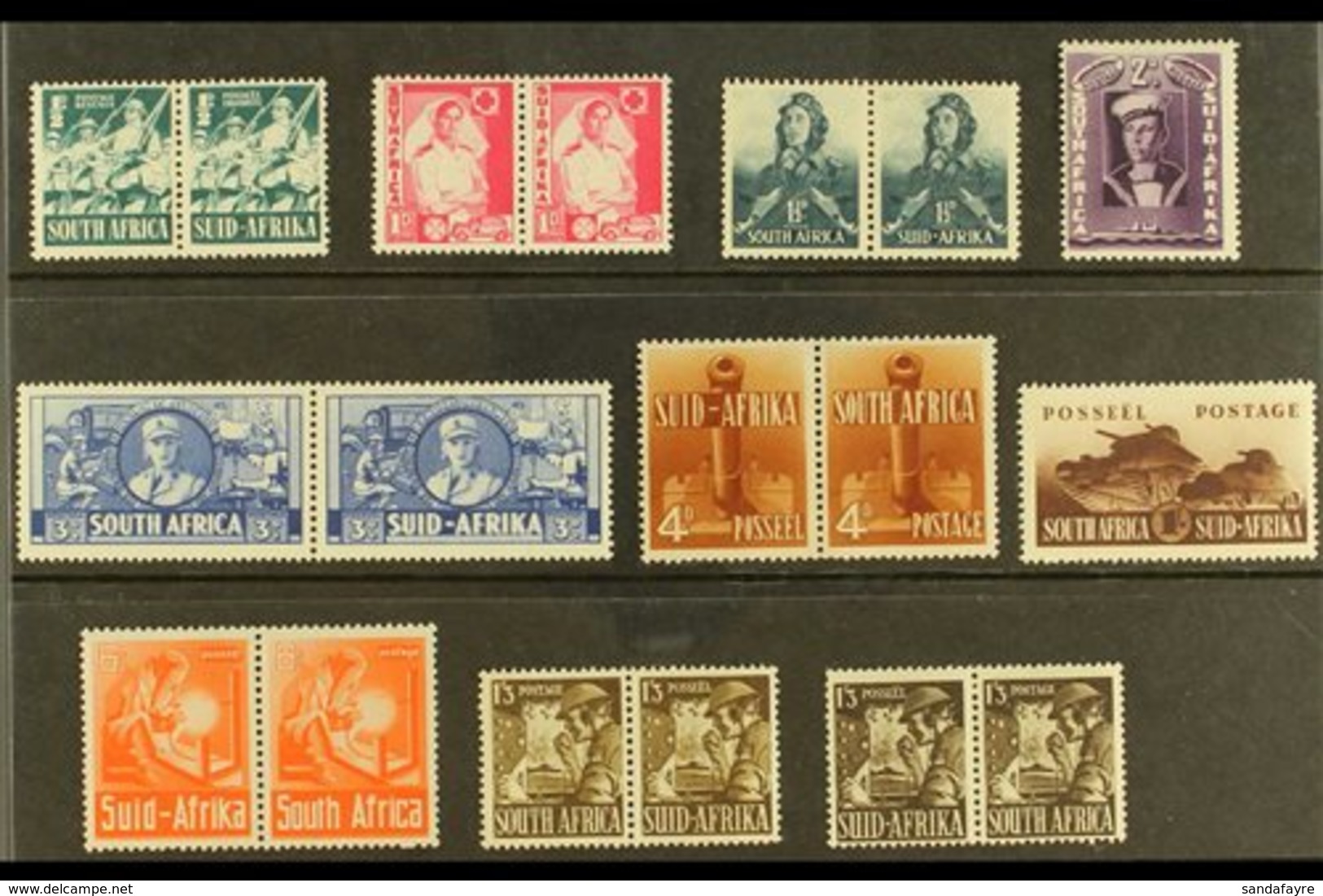 1941-46  War Effort Set , SG 88/96, Plus 1s3d Additional SG Listed Shade, Never Hinged Mint. (8 Pairs & 2 Singles) For M - Unclassified