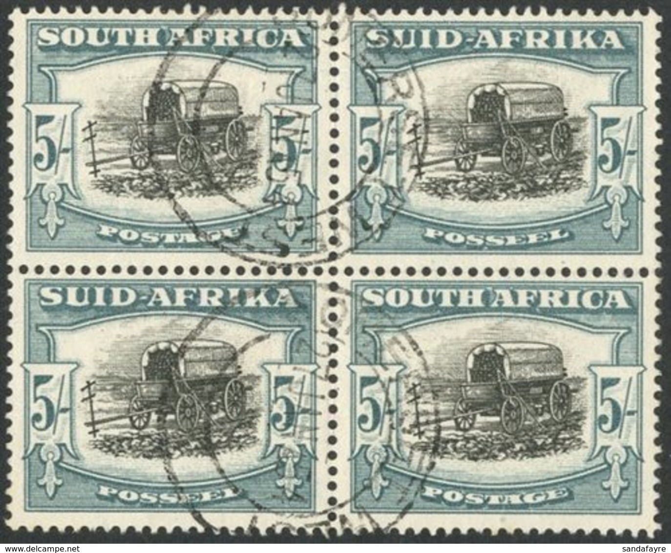 1947-54  5s Black And Pale Blue Green SG 122, Superb Cds Used Block Of Four.  For More Images, Please Visit Http://www.s - Unclassified