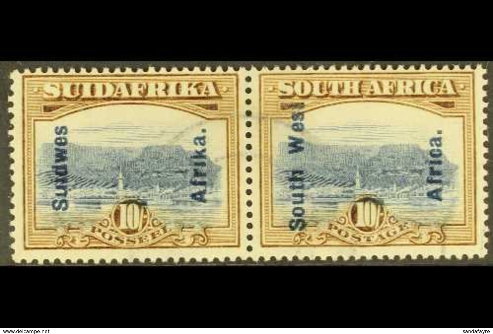 1927  10s Blue & Bistre Brown, SG 54, Very Fine Used In Correct Units (2 Stamps) For More Images, Please Visit Http://ww - South West Africa (1923-1990)