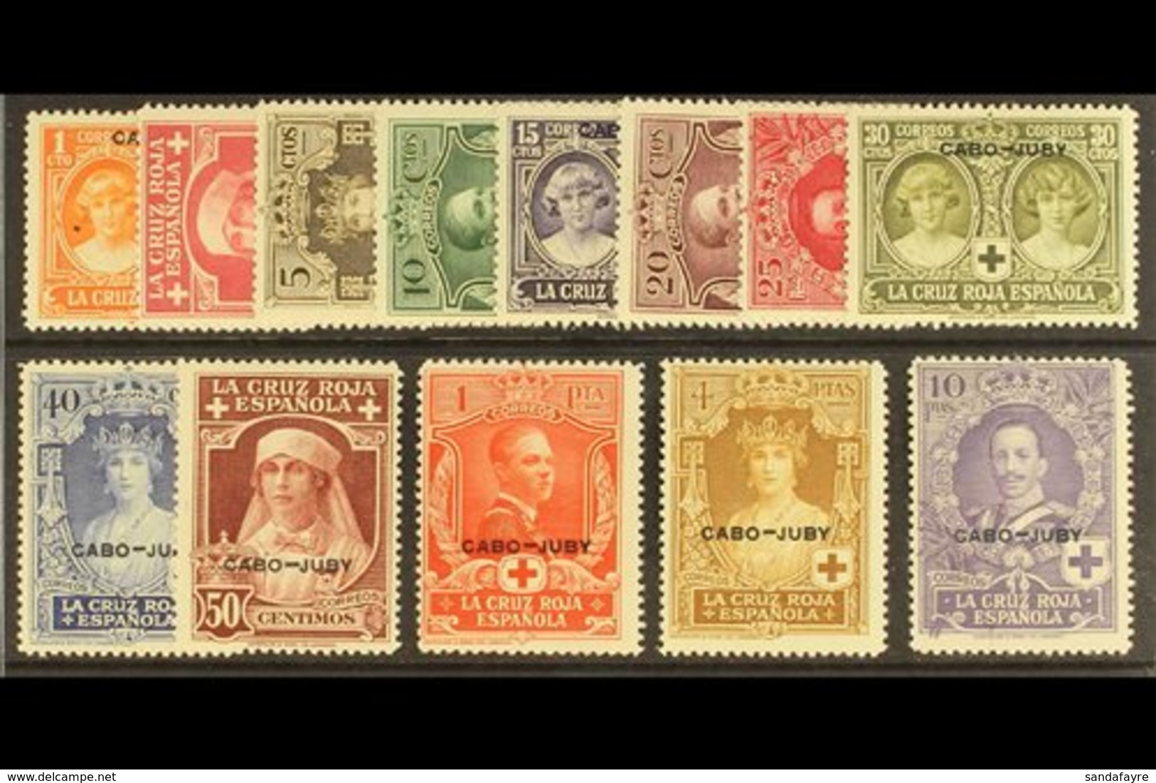 CAPE JUBY  1926 Red Cross Set Complete, SG 23/35 (Edifil 26/38), Never Hinged Mint (13 Stamps) For More Images, Please V - Other & Unclassified
