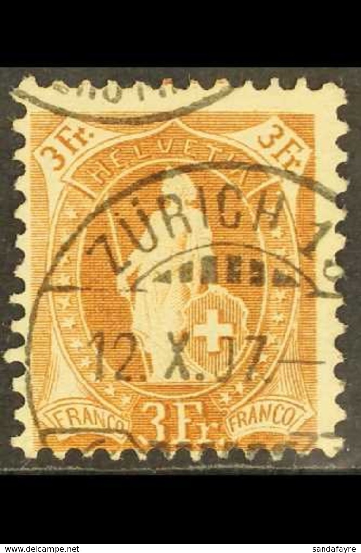 1905-07  3f Bistre-brown Standing Helvetia Perf 11½x11 (SG 206, Michel 80 C, Zumstein 92A), Fine Used With Fully Dated " - Other & Unclassified