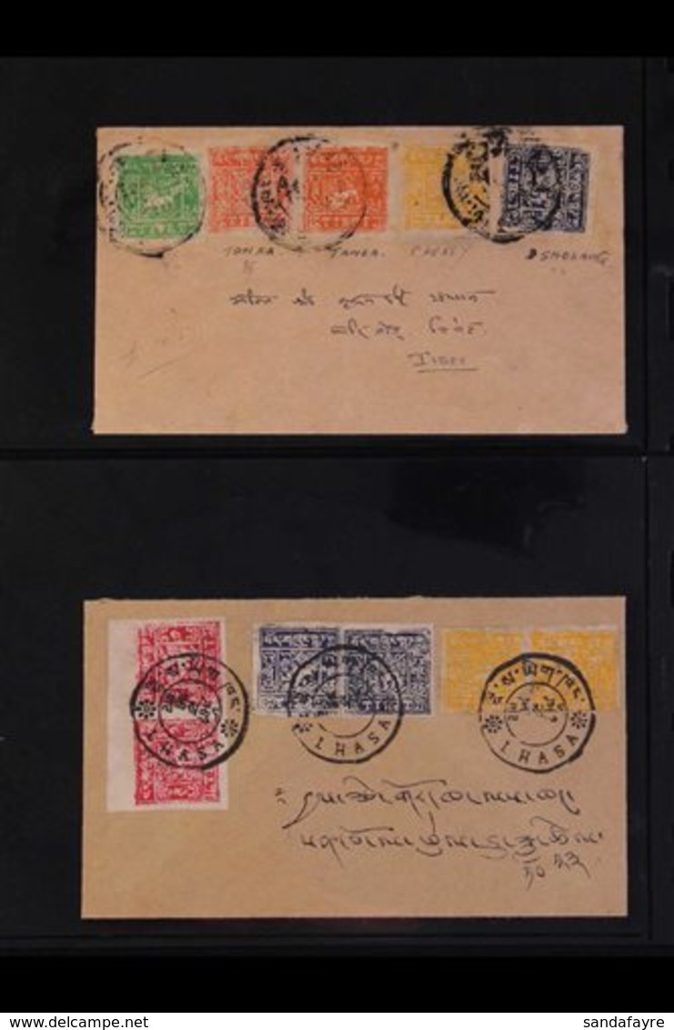 FORGERIES  1934 ½t And 2t Blocks Of Twenty Four, Plus Two Multi-franking Forged Covers. (48 Stamps Plus 2 Covers) For Mo - Tibet