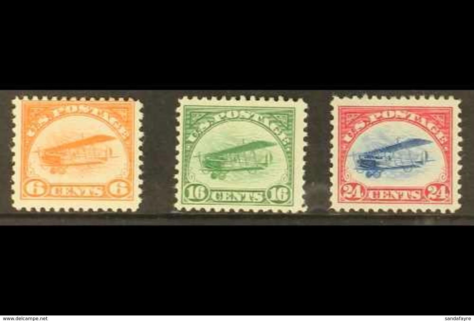 1918  Air "Curtiss Jenny" Set, Scott C1/3, Mint, The 24c With Nice Centring, Tiny Hinge Thins To Top Two Values. (3 Stam - Other & Unclassified