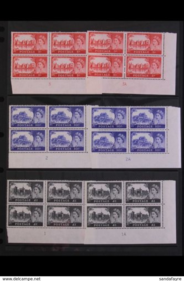 1963 WILDING "CASTLE" PLATE BLOCKS  A Seldom Seen Group Of Bradbury Wilkinson, Wmk Multiple Crowns (SG 595a/98a) Plate N - Sonstige & Ohne Zuordnung