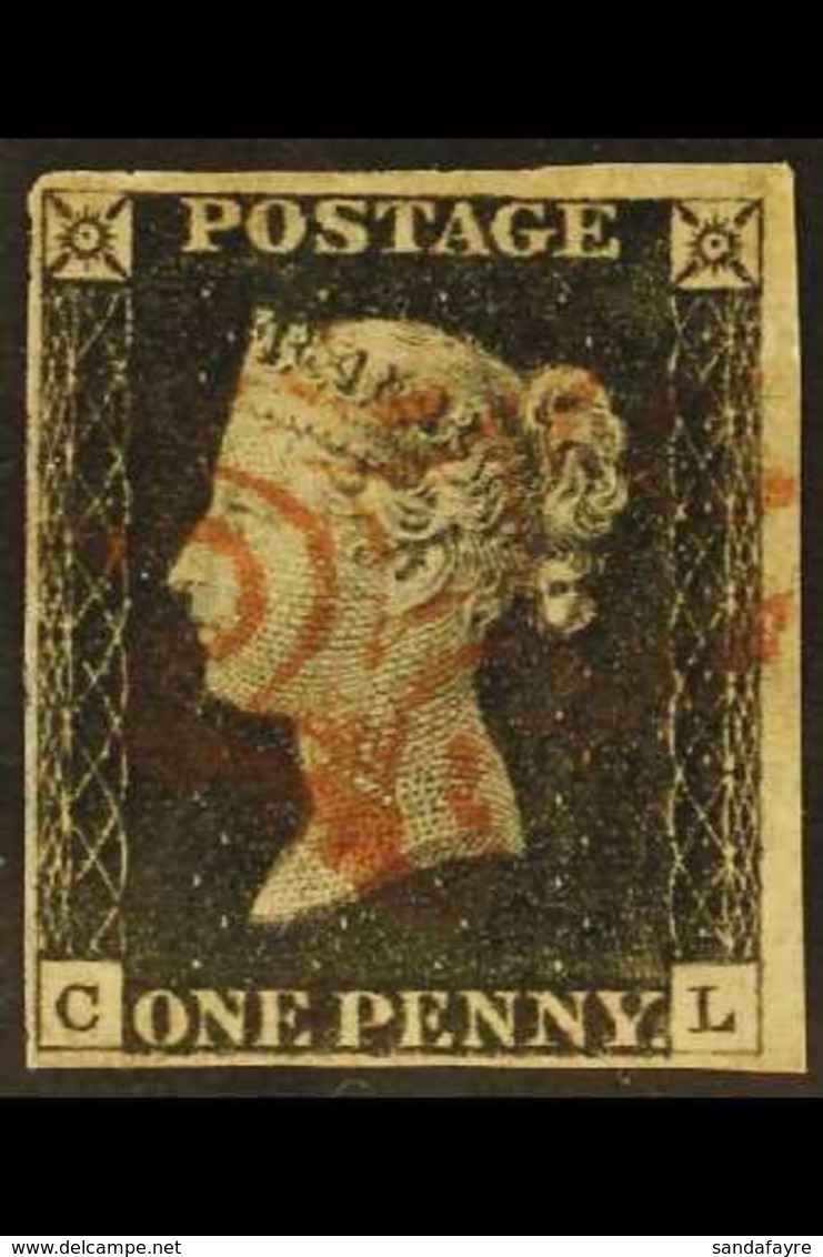 1840  1d Black 'CL' Plate 2, SG 2, Used With 4 Small To Very Large Margins & Red MC Cancellation. For More Images, Pleas - Ohne Zuordnung