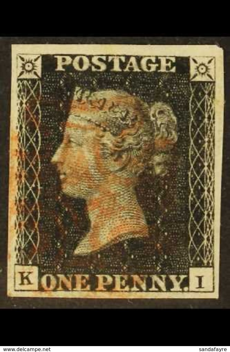 1840  1d Black 'K I' Plate 5, SG 2, Used With 4 Large Margins & Red MC Cancellation. A Beauty. For More Images, Please V - Unclassified