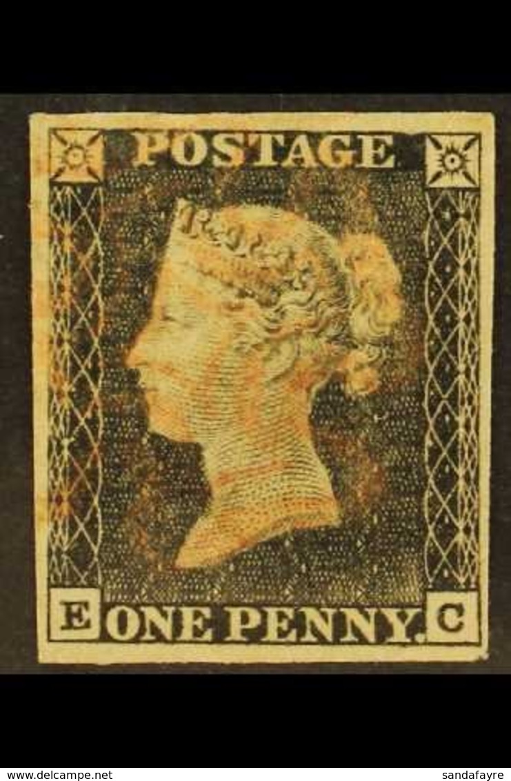 1840  1d Grey- Black 'EC' Plate 1a, SG 3, Used With 4 Margins & Bright Orange-red MC Cancellation. For More Images, Plea - Ohne Zuordnung