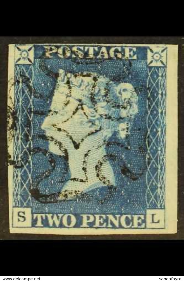 1840  2d Blue 'SL' Plate 1, SG 5, Used With 4 Small To Huge Margins & Attractive Upright Black MC Cancellation. For More - Sonstige & Ohne Zuordnung