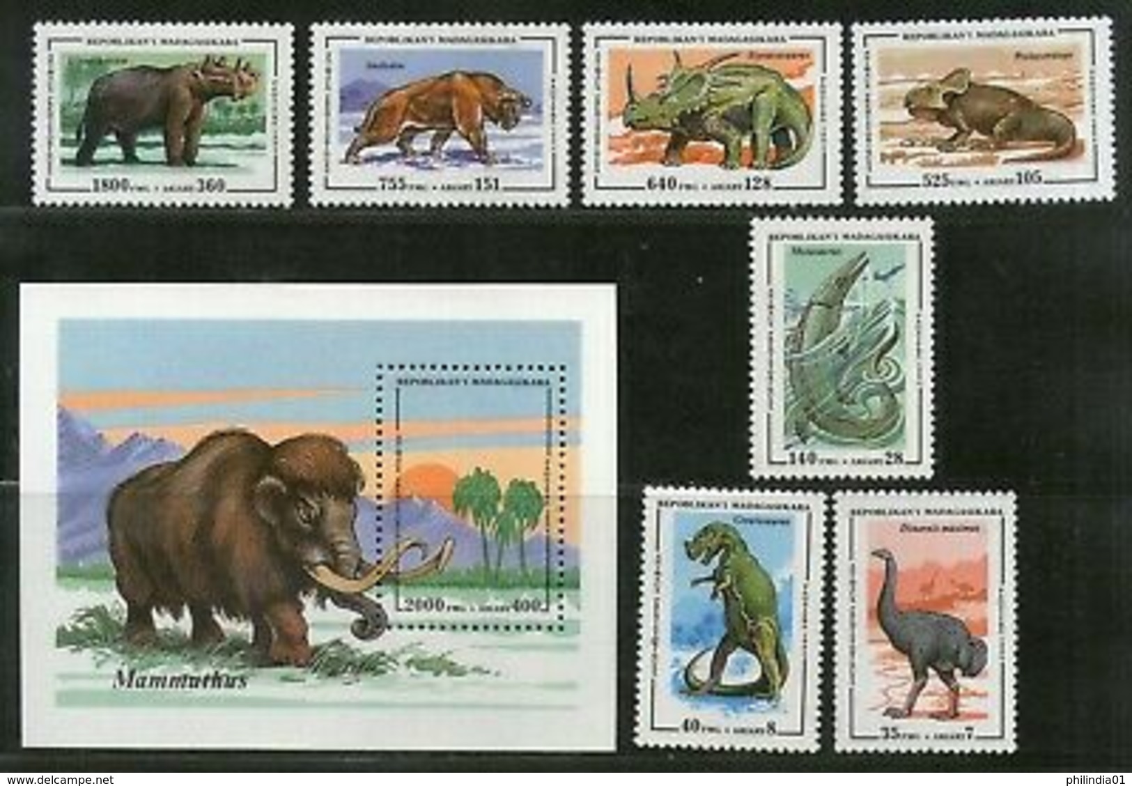 Malagasy Republic 1995 Prehistoric Animals Dinosaur Mammoth Sc 1174-81 MNH #5103 - Prehistorisch