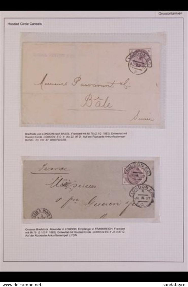 LONDON HOODED CIRCLE POSTMARKS  1892.1900. INTERESTING COLLECTION Of Covers & Cards And Stamps Incl. "London E.C." On 18 - Sonstige & Ohne Zuordnung